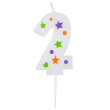 Свеча -цифра "2" Звезды 5см/V